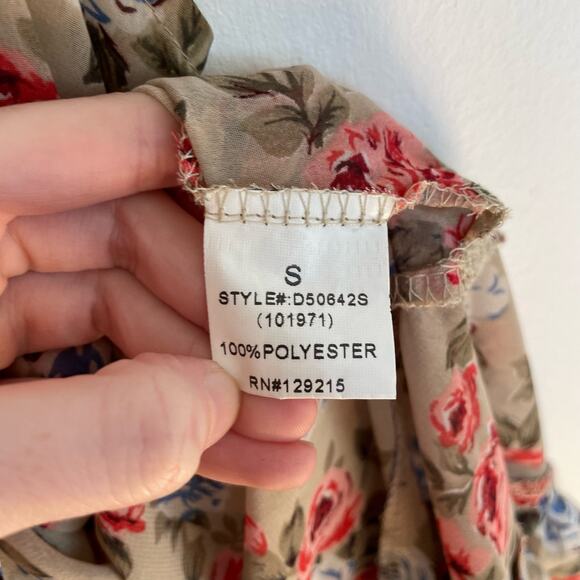 Comme Toi Floral Blouse S Sleeveless Sheer Asymmetrical Lightweight Flowy - Picture 6 of 6